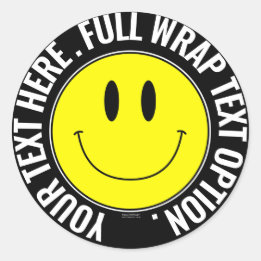 Maak je eigen smilie ronde Sticker, full text wrap Sticker