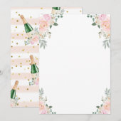 Maak je eigen spel Champagne Bloemrijke Feest Kaart (Voorkant / Achterkant)