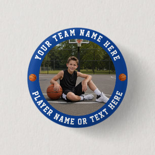 Maak Je Eigen Sport Basketbal Team Foto Ronde Button 3,2 Cm