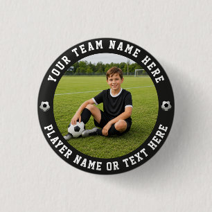 Maak Je Eigen Sport Voetbalteam Foto Ronde Button 3,2 Cm