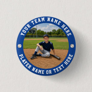 Maak Je Eigen Sportteam Honkbal Team Foto Ronde Button 3,2 Cm