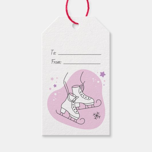 Maak Je Eigen Sterren Schaatsen Roze Kerstmis Cadeaulabel (Voorkant)