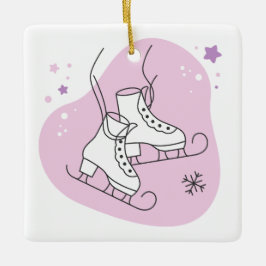 Maak Je Eigen Sterren Schaatsen Roze Kerstmis Keramisch Ornament