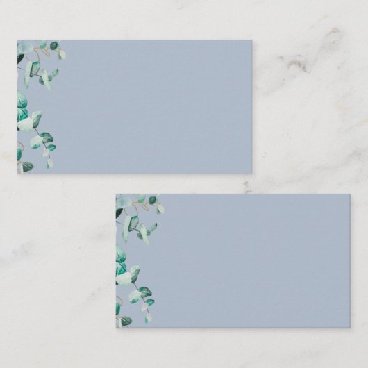 Maak je eigen stoffige blauwe eucalyptusbladeren visitekaartje (Voorkant / Achterkant)
