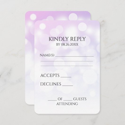 Maak je eigen subtiele Bokeh-achtergrond RSVP Kaartje (Voorkant / Achterkant)