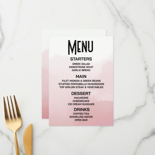 Maak Je Eigen Subtiele Rode Ombre Watercolor Menu (Voorkant / Achterkant in situ)
