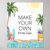Maak je eigen surf feestbord poster (Voorkant)