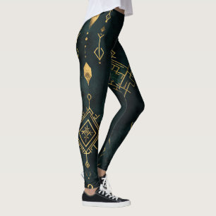 Maak je eigen Teal Gouden Arcane Symbolen Zwart Leggings