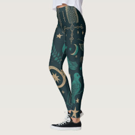 Maak Je Eigen Teal & Gouden Rituele Symbolen Zwart Leggings
