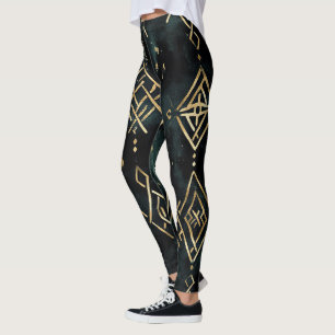 Maak je eigen teal gouden symbolen zwart leggings