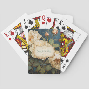 Maak je eigen teal perzik- en gele rozen bloemstuk pokerkaarten