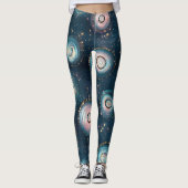 Maak Je Eigen Teal Roze Bubbel Melkweg Leggings (Voorkant)