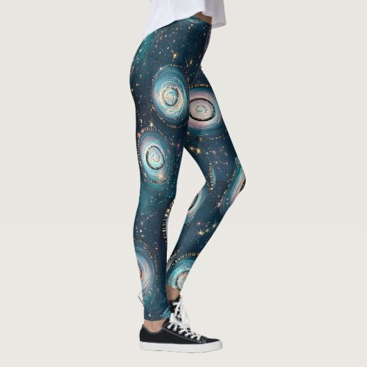 Maak Je Eigen Teal Roze Bubbel Melkweg Leggings (Rechts)