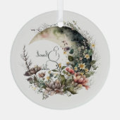 Maak Je Eigen Theerozen Bloemstijgende Maan Glas Ornament (Achterkant)