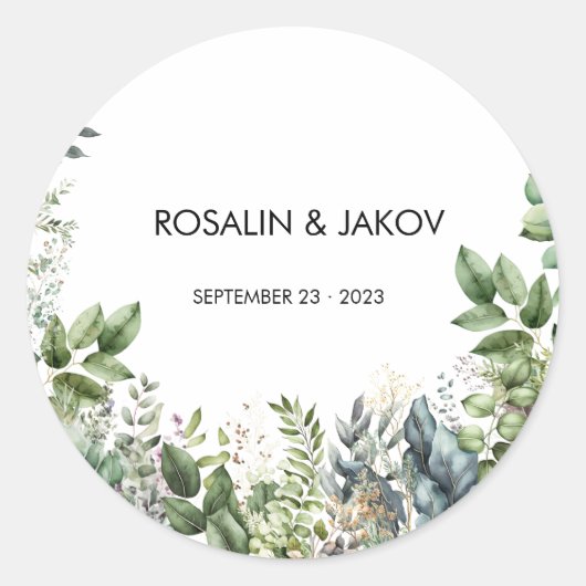 Maak je eigen trouw-eucalyptus ronde sticker (Voorkant)