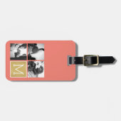 Maak Je Eigen Trouwfoto Collage Monogram Bagagelabel (Voorkant horizontaal)