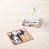 Maak Je Eigen Trouwfoto Collage Monogram Kartonnen Onderzetters (Insitu)