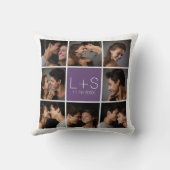 Maak Je Eigen Trouwfoto Collage Monogram Kussen (Achterkant)