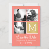 Maak Je Eigen Trouwfoto Collage Monogram Magnetische Uitnodiging (Voorkant)