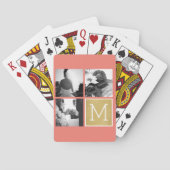 Maak Je Eigen Trouwfoto Collage Monogram Pokerkaarten (Achterkant)