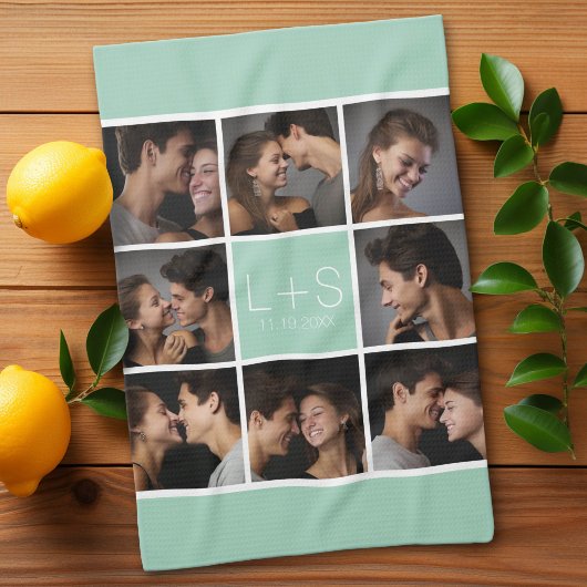 Maak je eigen trouwfoto-collage-monogram theedoek