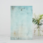 Maak Je Eigen Turquoise Blauwe Grunge Briefpapier (Staand voorkant)
