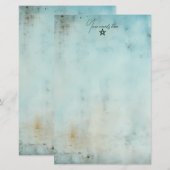 Maak Je Eigen Turquoise Blauwe Grunge Briefpapier (Voorkant / Achterkant)