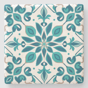 Maak je eigen turquoise goud bloemmotief Talavera Stenen Onderzetter