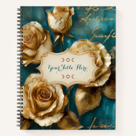 Maak je eigen turquoise goudrozen Spray bloemen Notitieboek