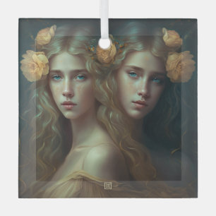 Maak Je Eigen Tweelingen Zon teken Zodiac Godin Glas Ornament