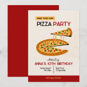 Maak je eigen uitnodiging voor een pizza verjaarda (Voorkant / Achterkant)