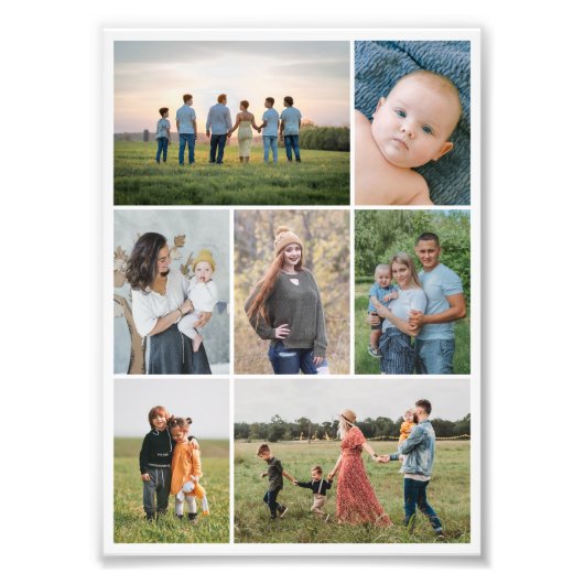 Maak Je Eigen Vergroting van 7 Foto's Collage Foto Afdruk (Voorkant)