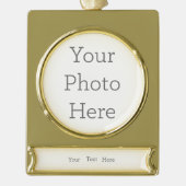Gepersonaliseerde Banner Ornament - Verguld (Voorkant)