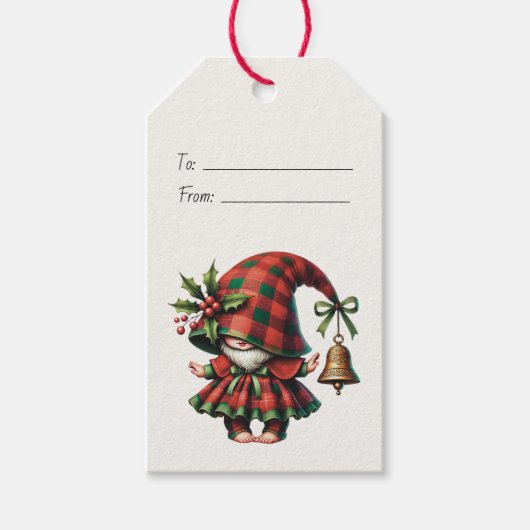 Maak je eigen verlegen Kerstmis ruitjes kabouter & Cadeaulabel (Voorkant)