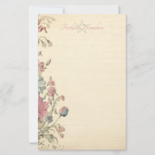 Maak Je Eigen Victoriaanse Roze Blauwe Wilde Bloem Briefpapier