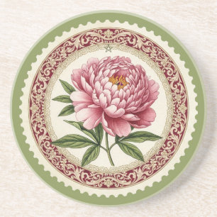 Maak Je Eigen Victoriaanse Roze Pioen Stempel Zandsteen Onderzetter