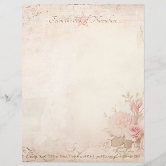 Maak je eigen Victoriaanse roze rozen ephemera Briefhoofd (Voorkant)
