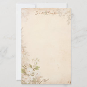 Maak je eigen vintage beige witte bloemen briefpapier
