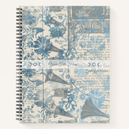 Maak je eigen vintage blauwe bloemenkraantspapier notitieboek