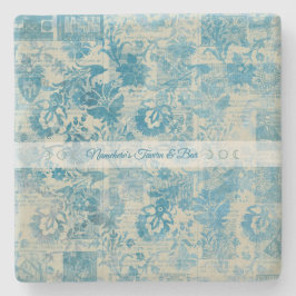 Maak je eigen vintage blauwe brokaat krantenpapier stenen onderzetter
