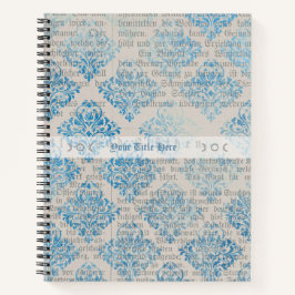 Maak Je Eigen Vintage Blauwe Damast Krantenpapier Notitieboek