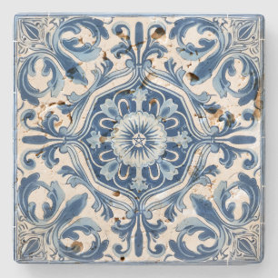 Maak je eigen vintage blauwe Deft stijl bloemenpat Stenen Onderzetter