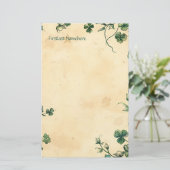 Maak Je Eigen Vintage Clover Shamrocks Briefpapier (Staand voorkant)