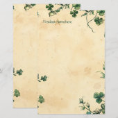 Maak Je Eigen Vintage Clover Shamrocks Briefpapier (Voorkant / Achterkant)