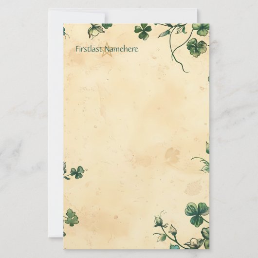 Maak Je Eigen Vintage Clover Shamrocks Briefpapier (Voorkant)