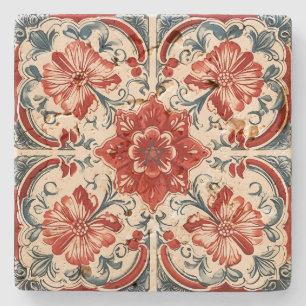 Maak je eigen vintage Europese groenblauw rood Stenen Onderzetter
