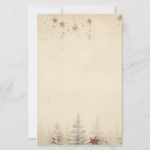 Maak Je Eigen Vintage Grijze Rode Yule Briefpapier (Achterkant)