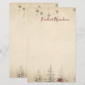 Maak Je Eigen Vintage Grijze Rode Yule Briefpapier (Voorkant / Achterkant)