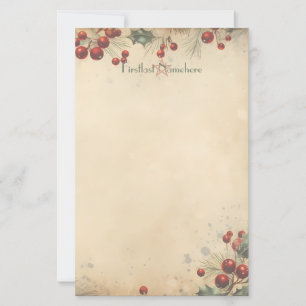 Maak je eigen Vintage Hulst Bessen Briefpapier