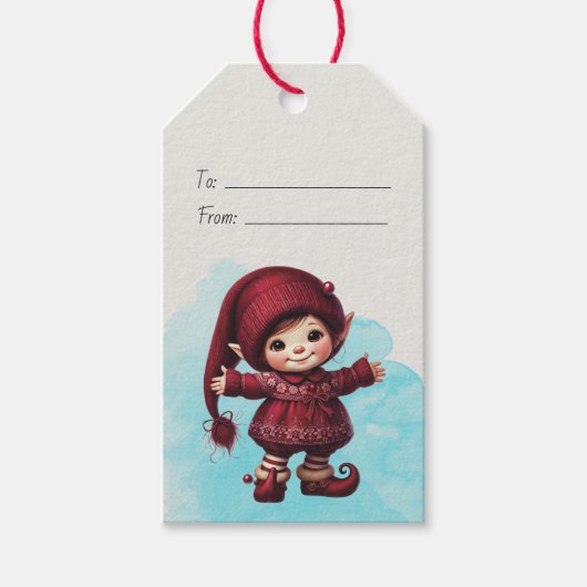 Maak Je Eigen Vintage Kerst Gnome Knuffel Cadeaulabel (Voorkant)
